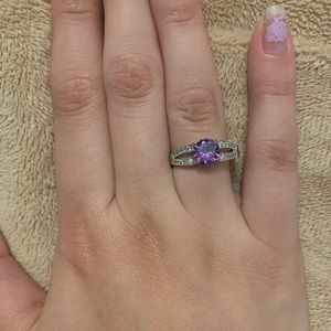 Silver plated amethyst ring